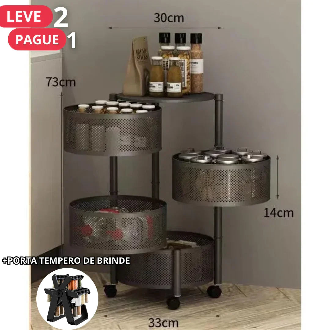 Cesta Organizadora Multiuso 5 em 1 + BRINDE: Porta Tempero Giratório