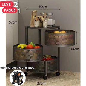 Cesta Organizadora Multiuso 5 em 1 + BRINDE: Porta Tempero Giratório