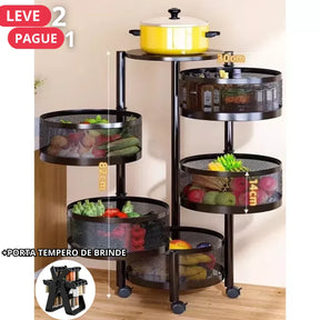 Cesta Organizadora Multiuso 5 em 1 + BRINDE: Porta Tempero Giratório
